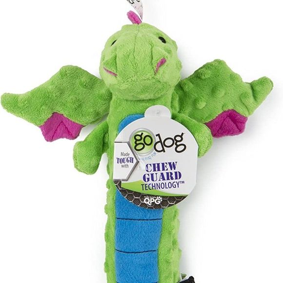 goDog Skinny Dragons Squeaker Plush Pet Toy for Dogs & Puppies, Soft & Durable, - Picture 5 of 9